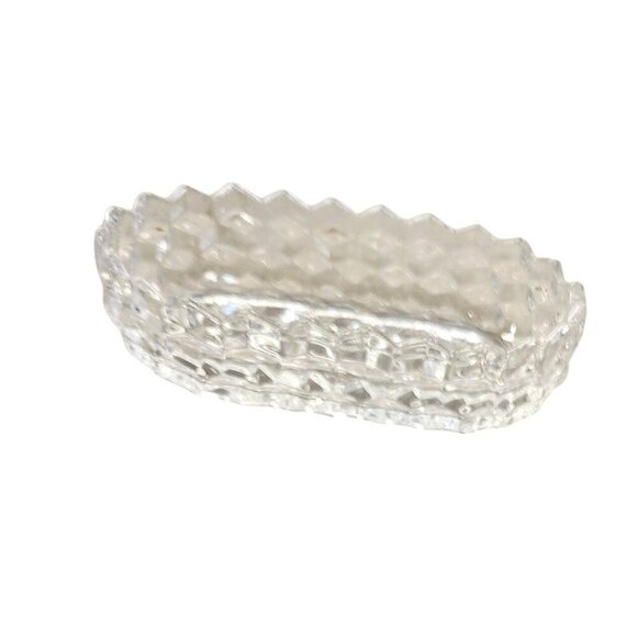Fostoria American Cubist Clear Pressed Glass Oblong Dresser Bowl 6x3x1.5 Inches - Picture 5 of 6